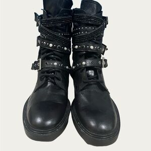 Zara Black Studded Combat Boots